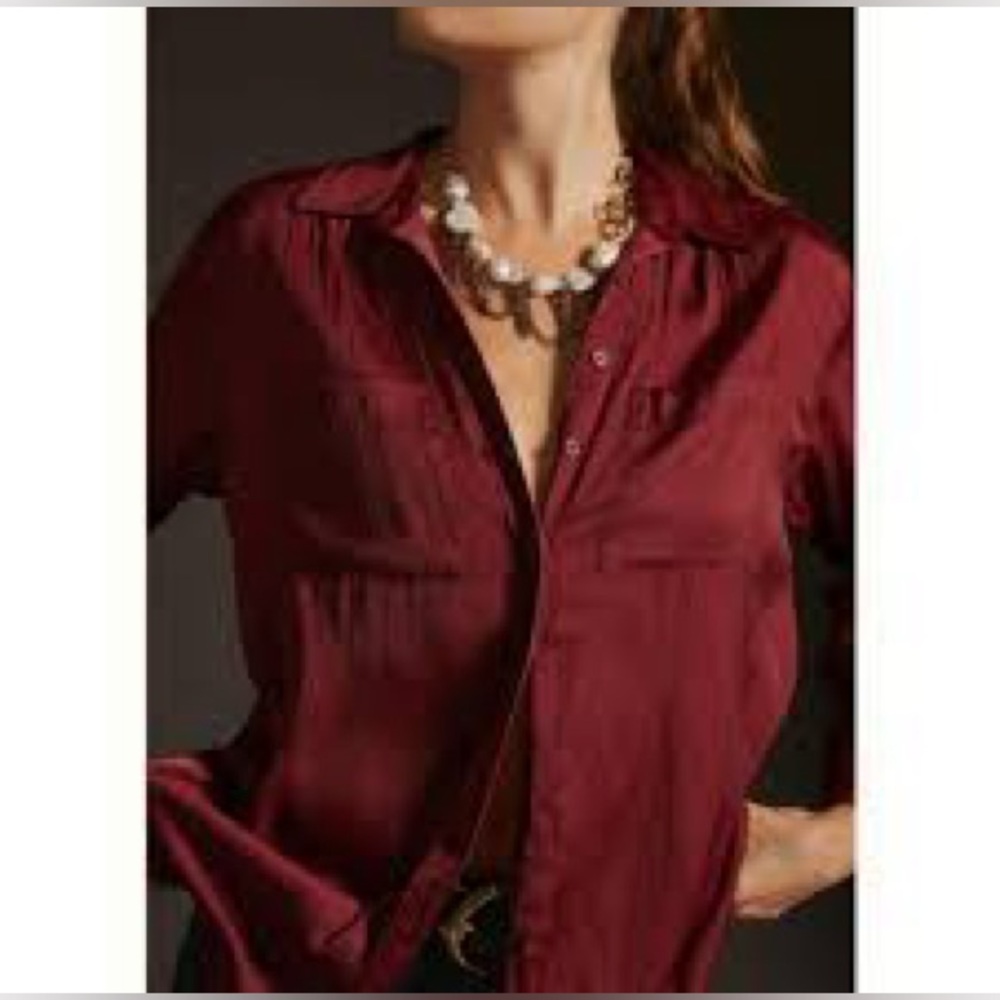 🥀Anthropologie🥀 Deep Red Button Down Shirt
